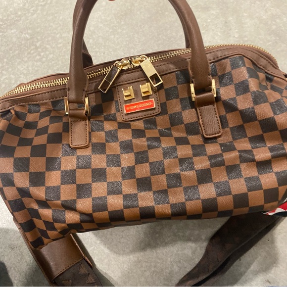 Brown Checkered Sharks in Paris Bags Set by Sprayground - Picture 9 of 12